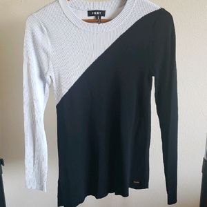 DKNY assymetrical hem colorblock sweater